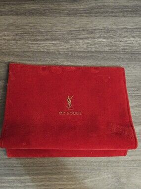 Yves Saint Laurent (YSL) Red Velvet Jewelry Pouch - OR ROUGE